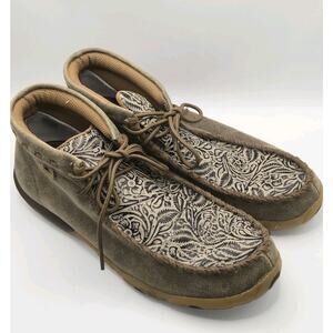 Twisted X Women's Size 8 Tooled Chukka Driving Mocs Boots Leather Western